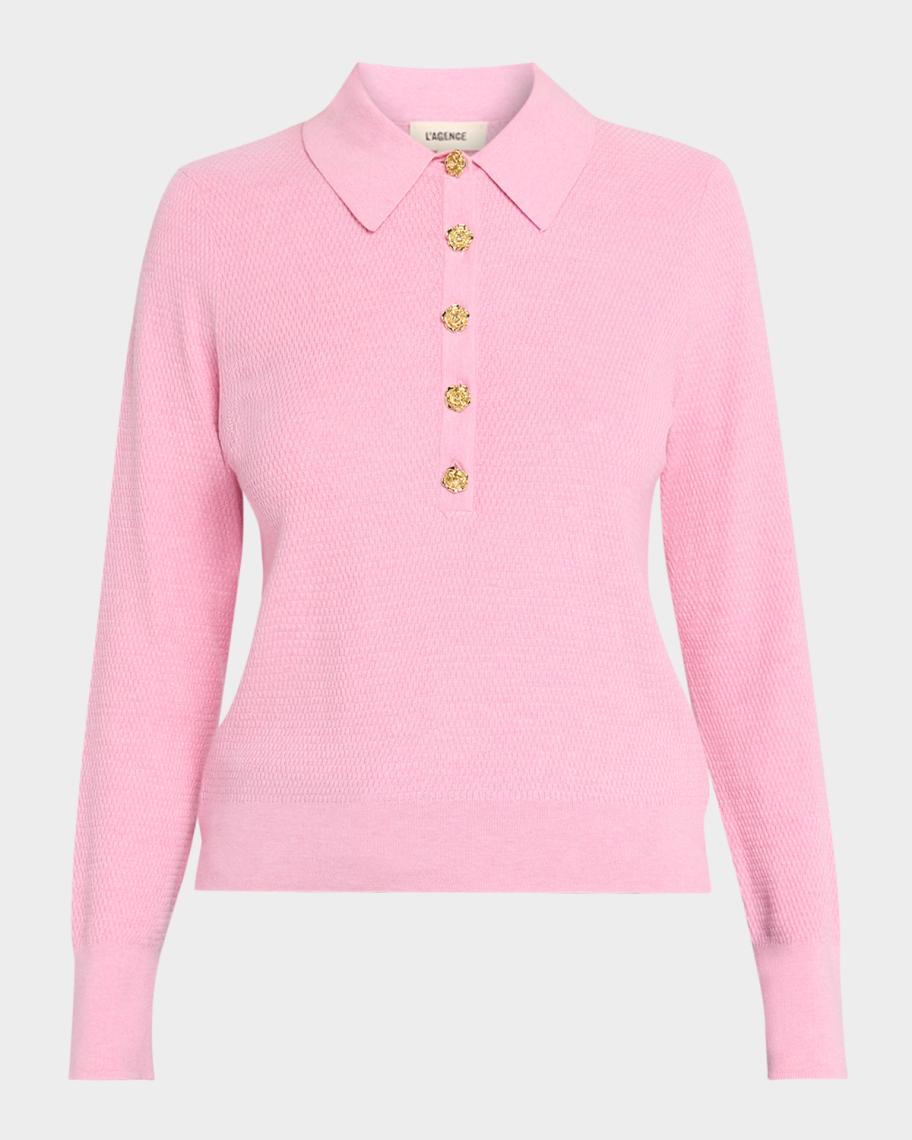 ribbed polo sweater-dress with jewel buttons Ribbed Polo Sweater-dress With Jewel Buttons For Women