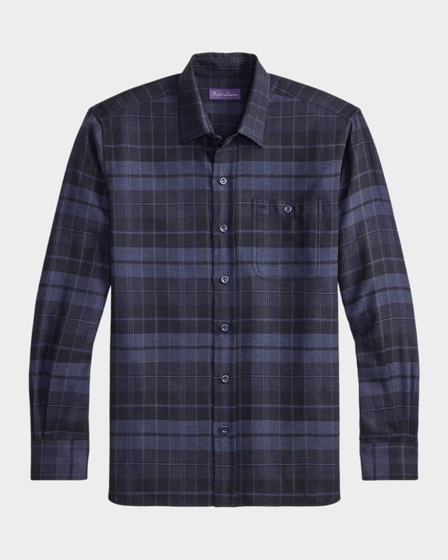 ralph lauren purple label シャツ Ralph Lauren Purple Label Plaid Twill Shirt | Neiman Marcus