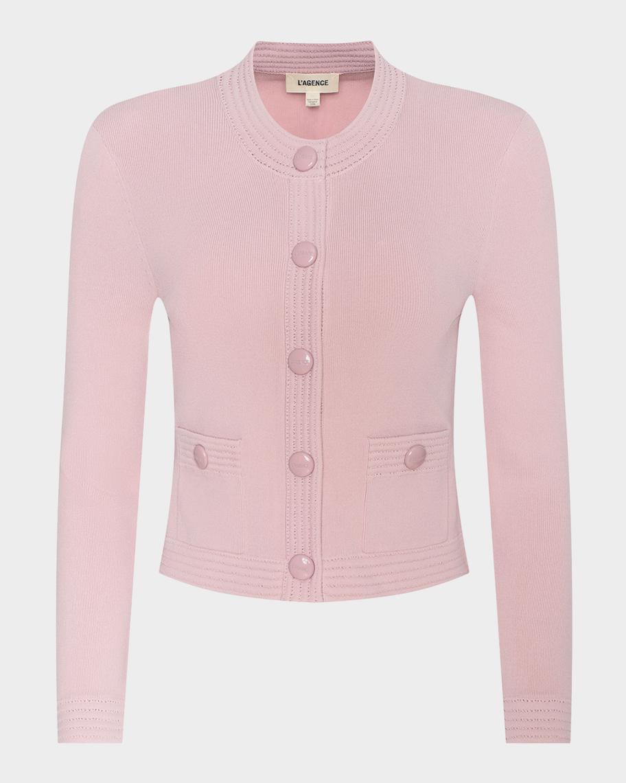 L'AGENCE Patsy Cropped Crewneck Cardigan | Neiman Marcus