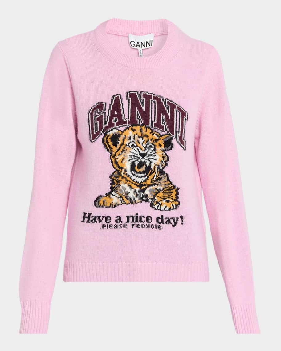 Ganni Graphic Wool-Blend Sweater | Neiman Marcus