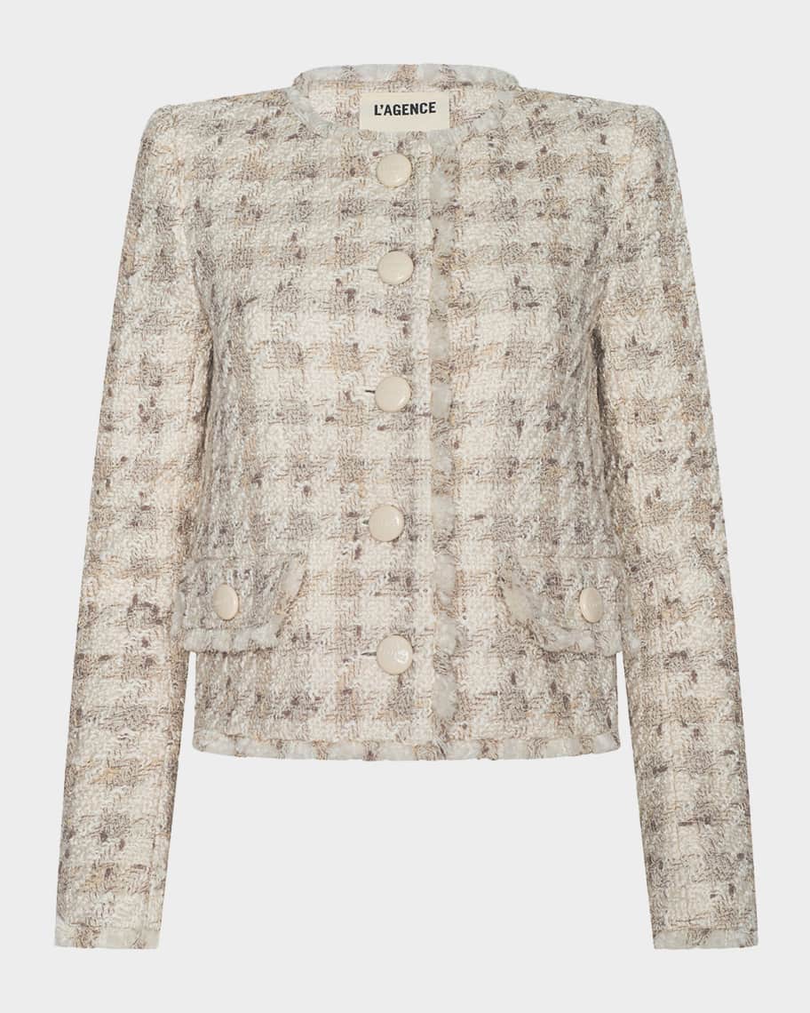 L'Agence Zell Houndstooth Tweed Jacket | Neiman Marcus