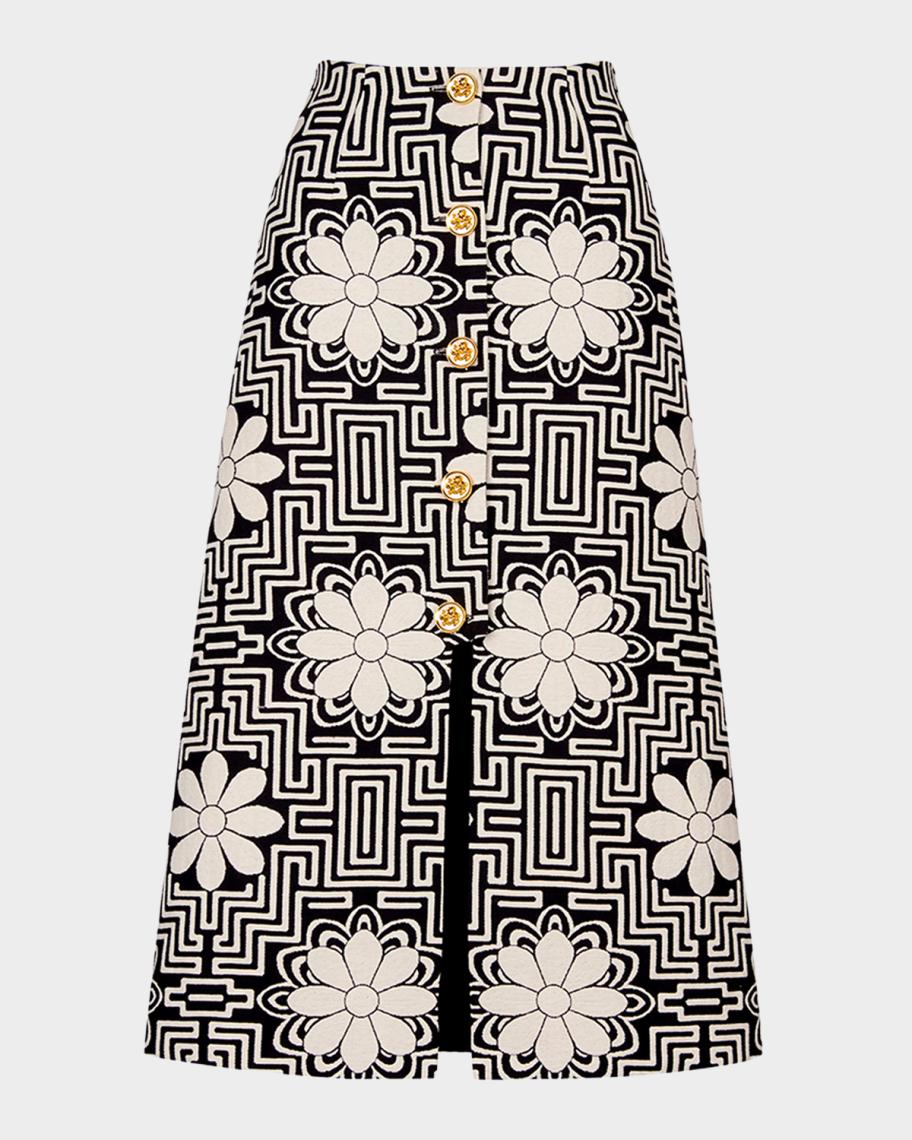 Smythe Floral Graphic A-Line Midi Skirt | Neiman Marcus