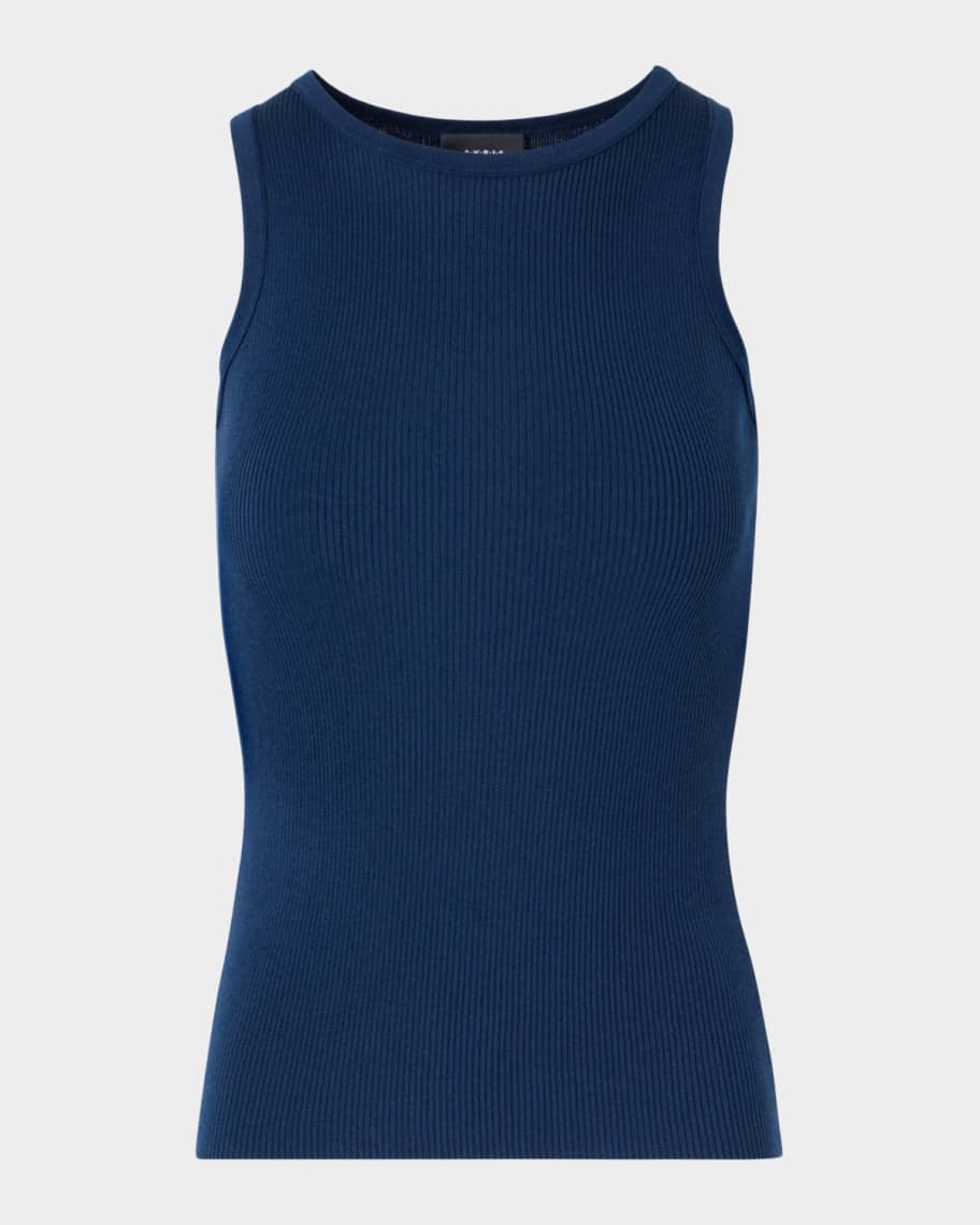 Akris Silk-Cotton Sleeveless Rib-Knit Top | Neiman Marcus