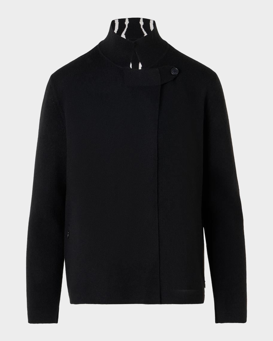 Akris Cashmere Reversible Zebra Knit Cardigan | Neiman Marcus
