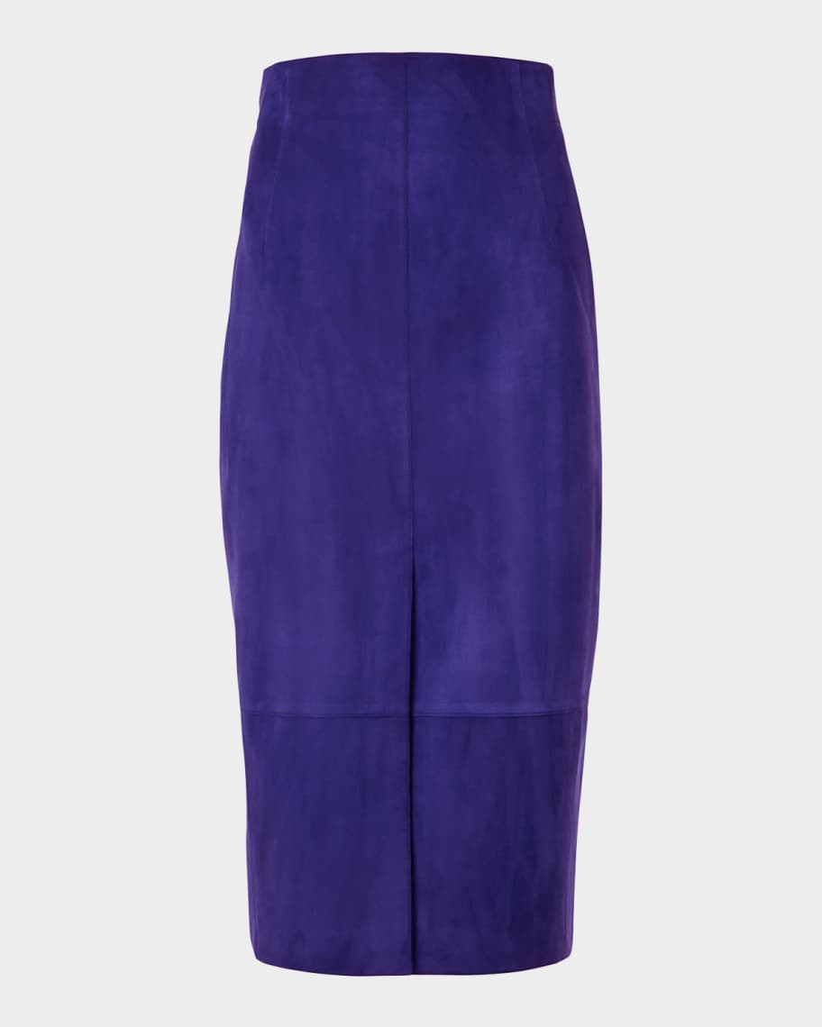 Akris Suede Front Slit Pencil Skirt | Neiman Marcus