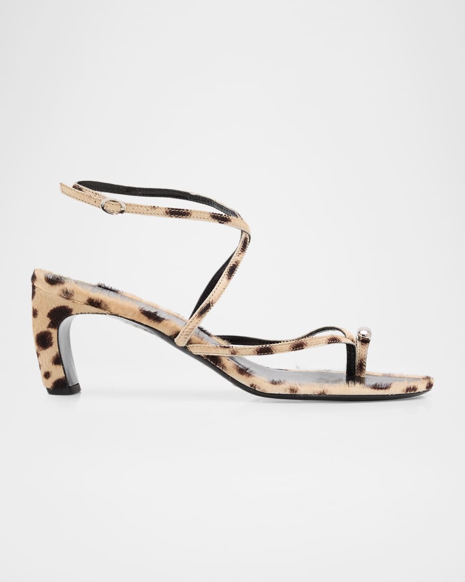 Tory Burch 65mm Pierced Strappy Calf Hair Sandals | Neiman Marcus