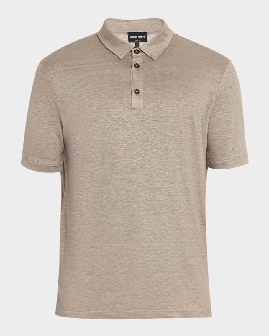 Giorgio Armani Men's Solid Linen Polo Shirt | Neiman Marcus