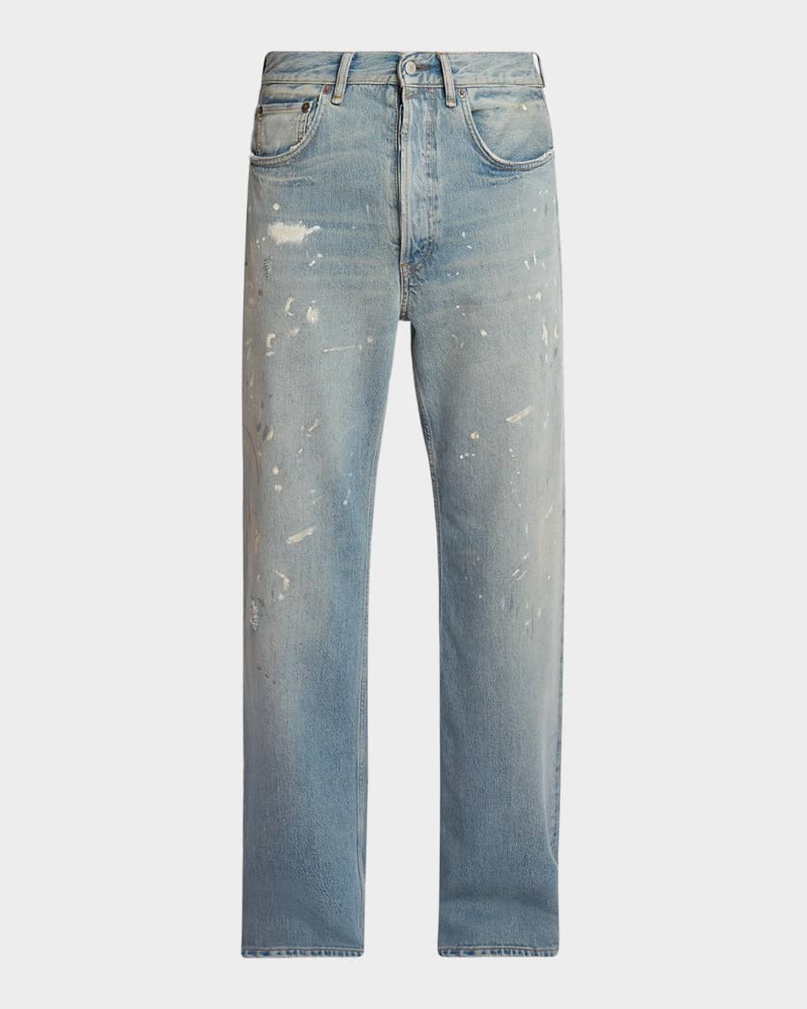 Acne Studios Men's Trafalgar Paint Splatter Straight-Leg Jeans