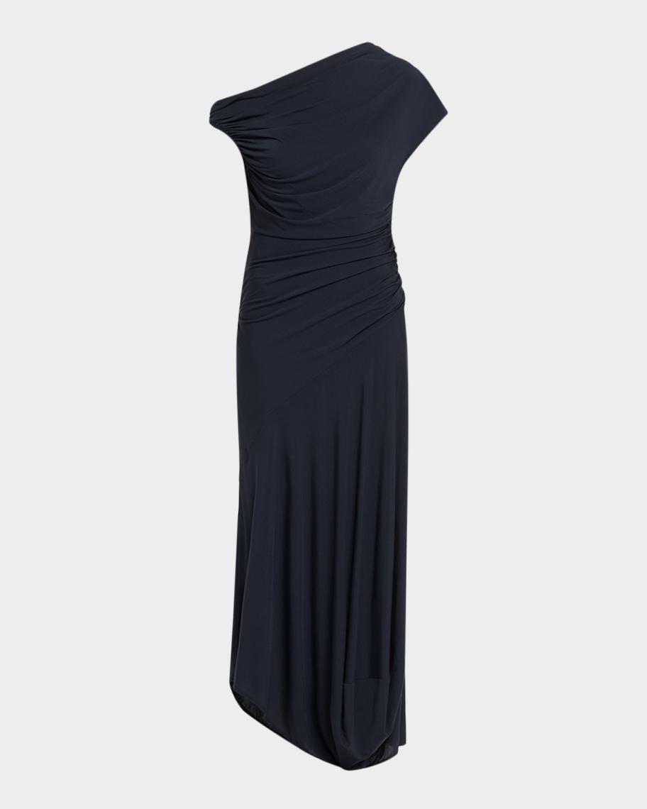 A.L.C. Halle Ruched Asymmetric Jersey Dress | Neiman Marcus