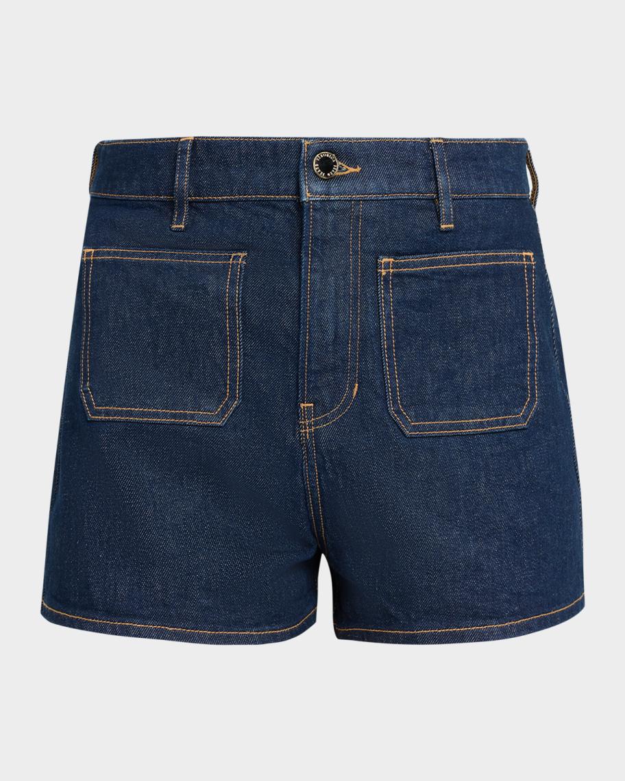 Veronica Beard Elijah Denim Patch Pocket Shorts | Neiman Marcus