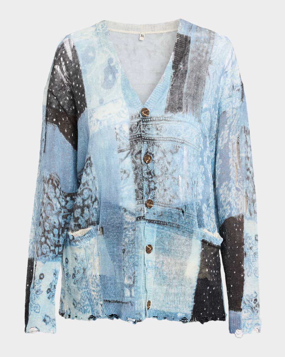 R13 カーディガン 定価¥152,900 R13 Printed Boyfriend Cardigan | Neiman Marcus