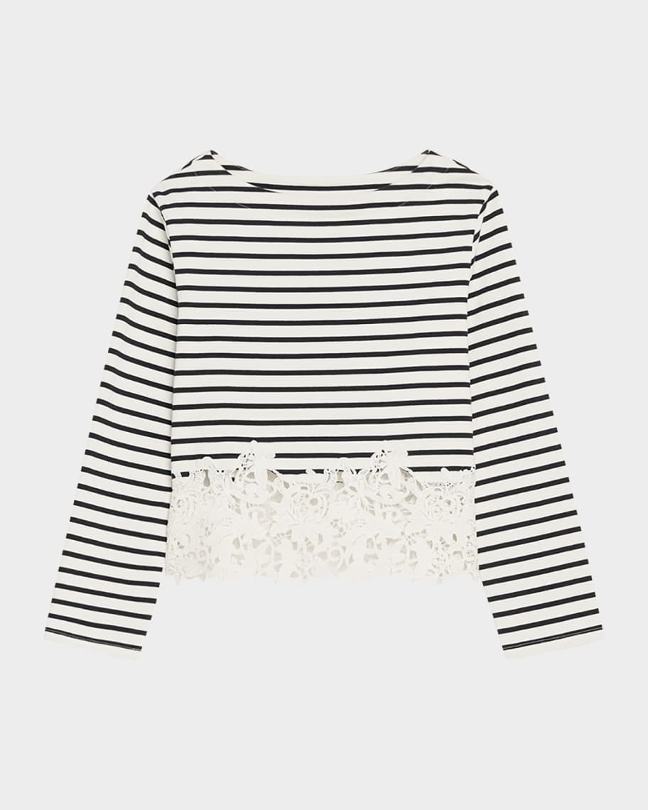 Veronica Beard Hovey Striped Lace Top | Neiman Marcus