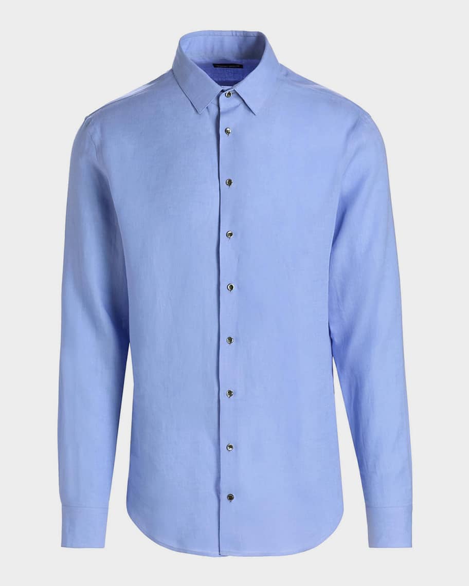 Giorgio Armani Men's Linen Classic-Fit Sport Shirt | Neiman Marcus