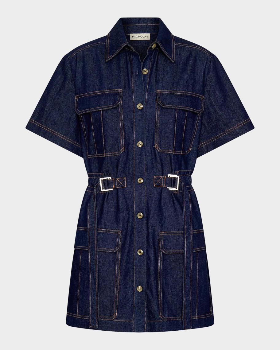 NICHOLAS Rianne Cotton Denim Mini Shirtdress | Neiman Marcus