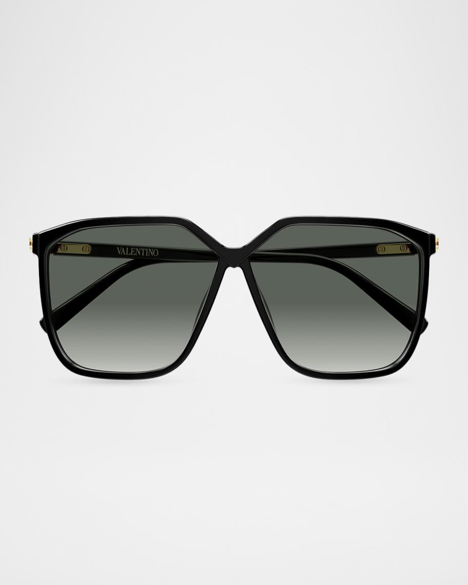 Valentino Black Oversized Rectangular Sunglasses with sling pouch Vain Bold VLogo rectangular sunglasses in black - Valentino  main image 4