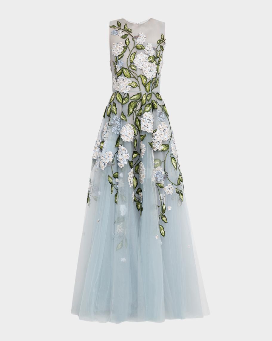 oscar de la renta embroidered flower bell skirt dress Spring 2025