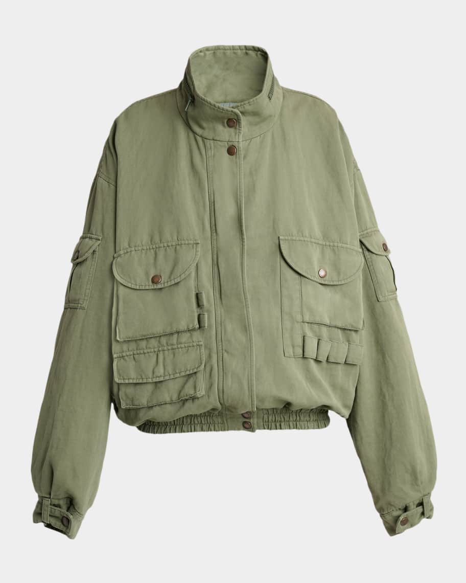 Balmain Cotton Twill Oversized Bomber Jacket | Neiman Marcus