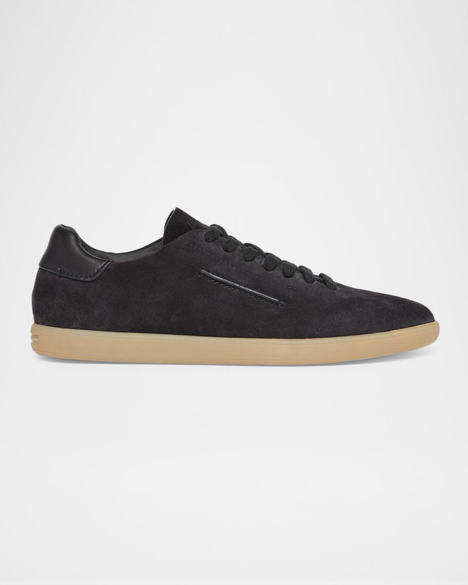 Zegna Men’s Black Suede & Leather Low-Top Sneaker | White Sole | New Never Worn ZEGNA Men main image 3