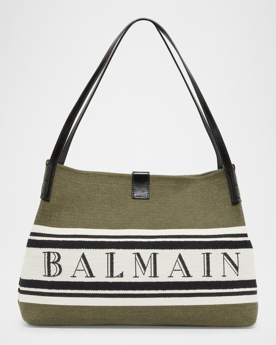 Balmain Release Logo Canvas Tote Bag | Neiman Marcus