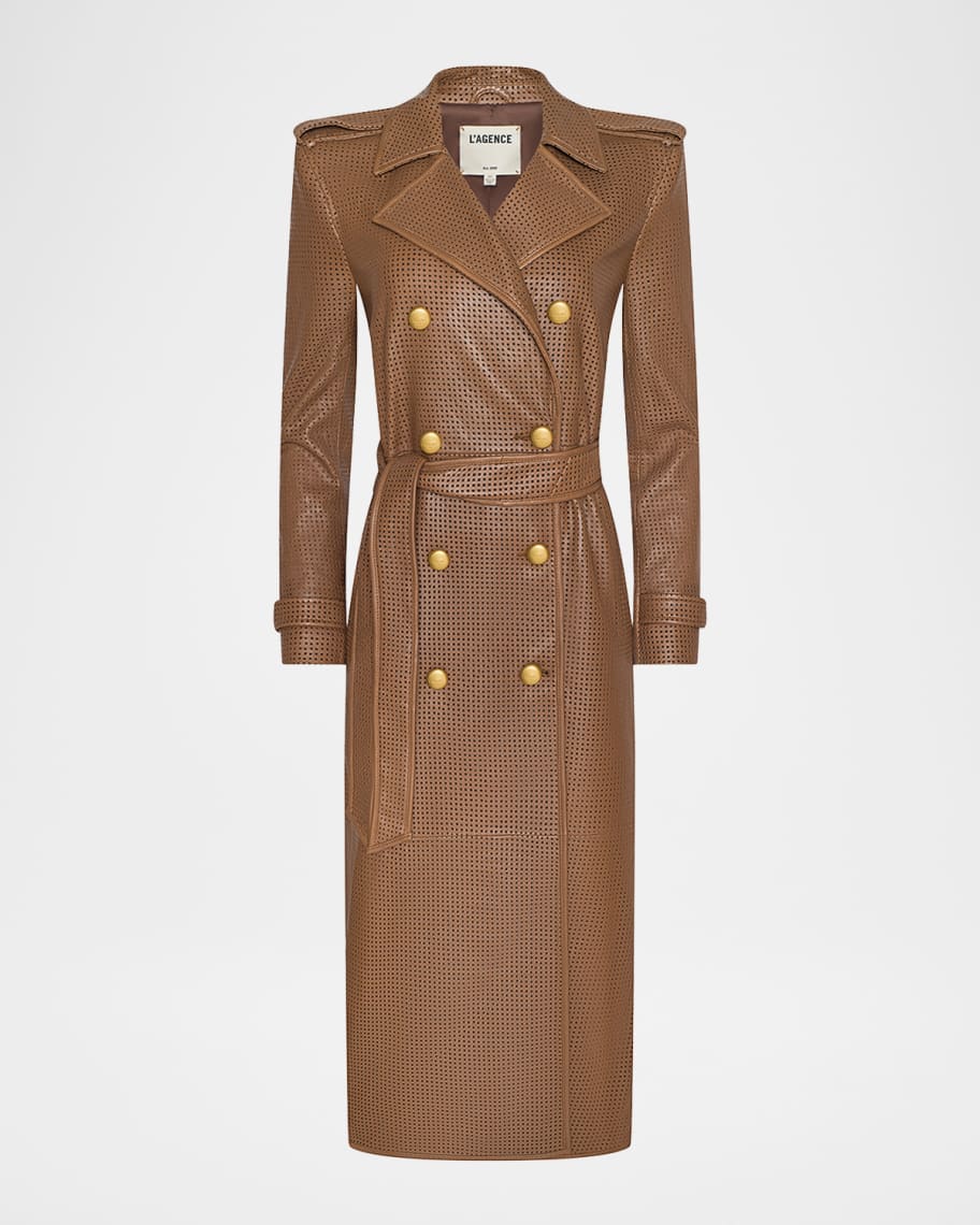 L'Agence Baylee Perforated Leather Trench Coat | Neiman Marcus