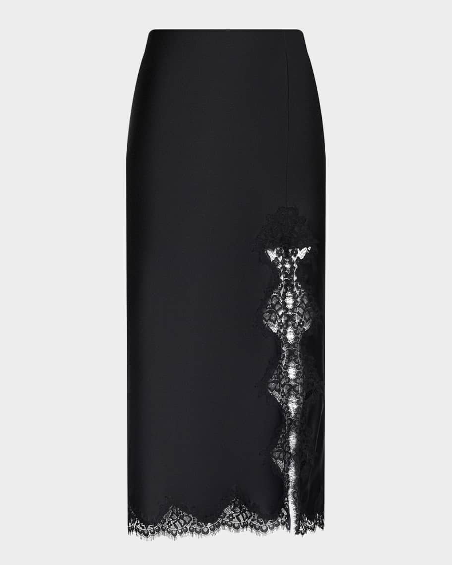【新品同様】MARK & LONA TIGHT SKIRT (L・ブラック） L'Agence Tico Lace Silk Midi Skirt | Neiman Marcus