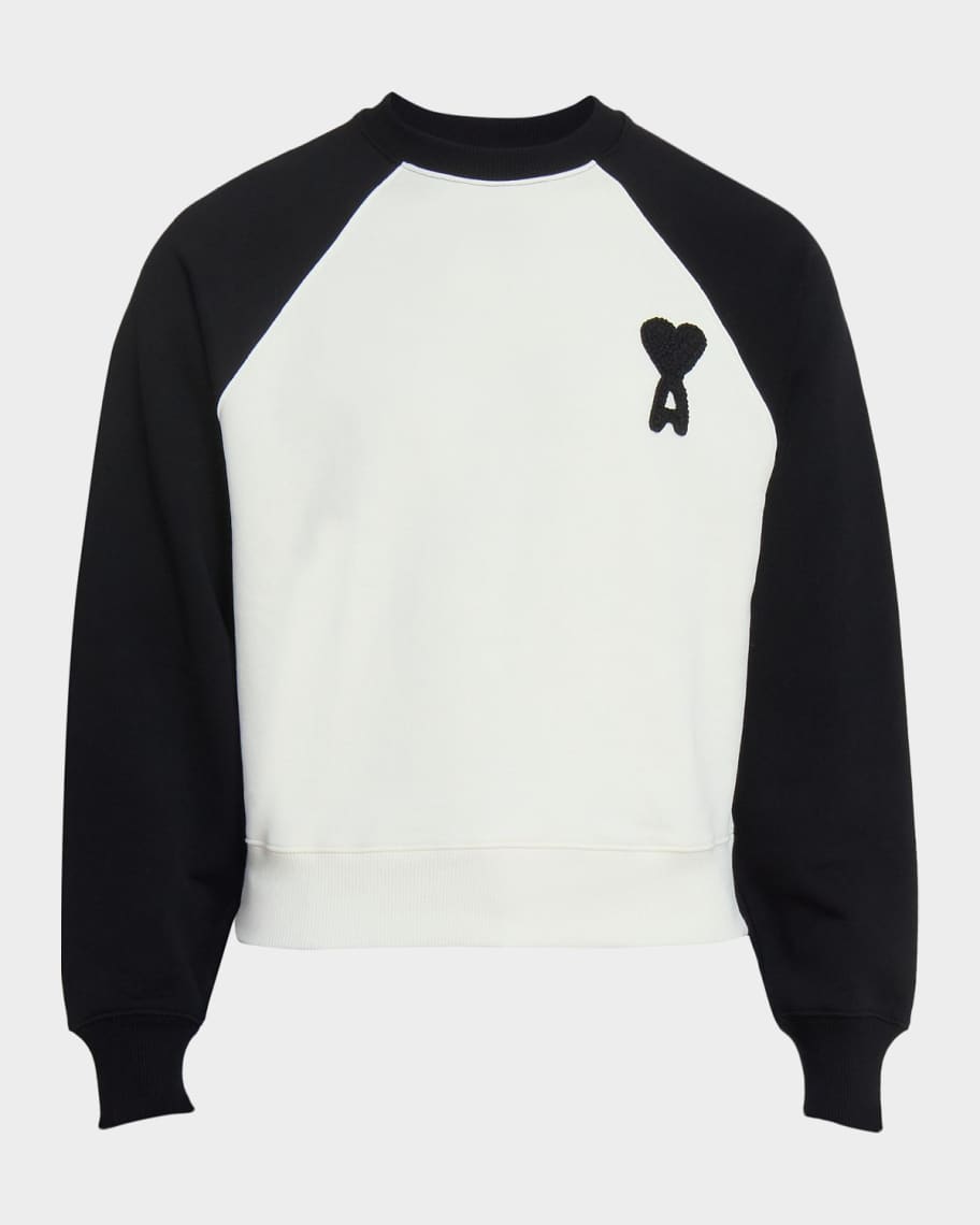 Ami Paris Boxy Crochet Ami De Coeur Raglan Sweatshirt | Neiman Marcus