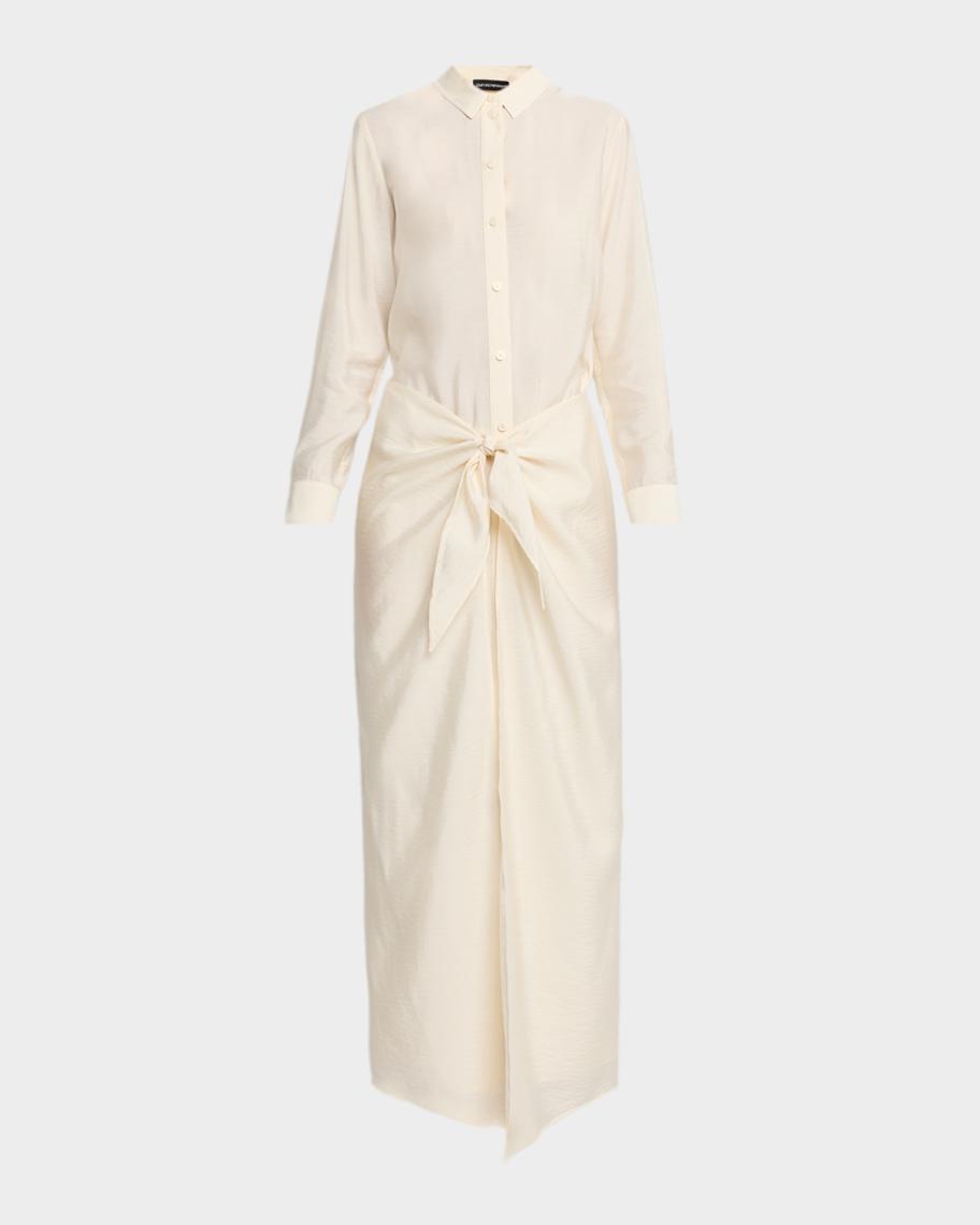 Emporio Armani Viscose Wrap Maxi Shirtdress | Neiman Marcus