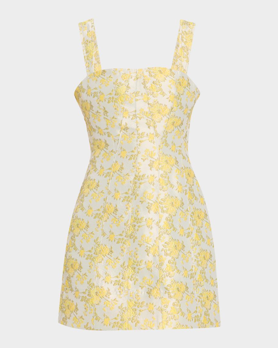 SIMKHAI Lydia Square-Neck Floral Jacquard Mini Dress | Neiman Marcus