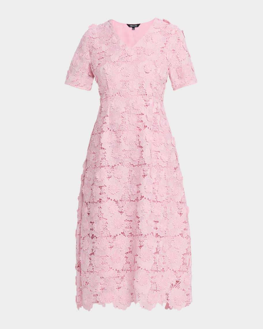 Misook Women's Floral Lace Appliqu Midi-Dress - Cherry Blossom - Size XXL