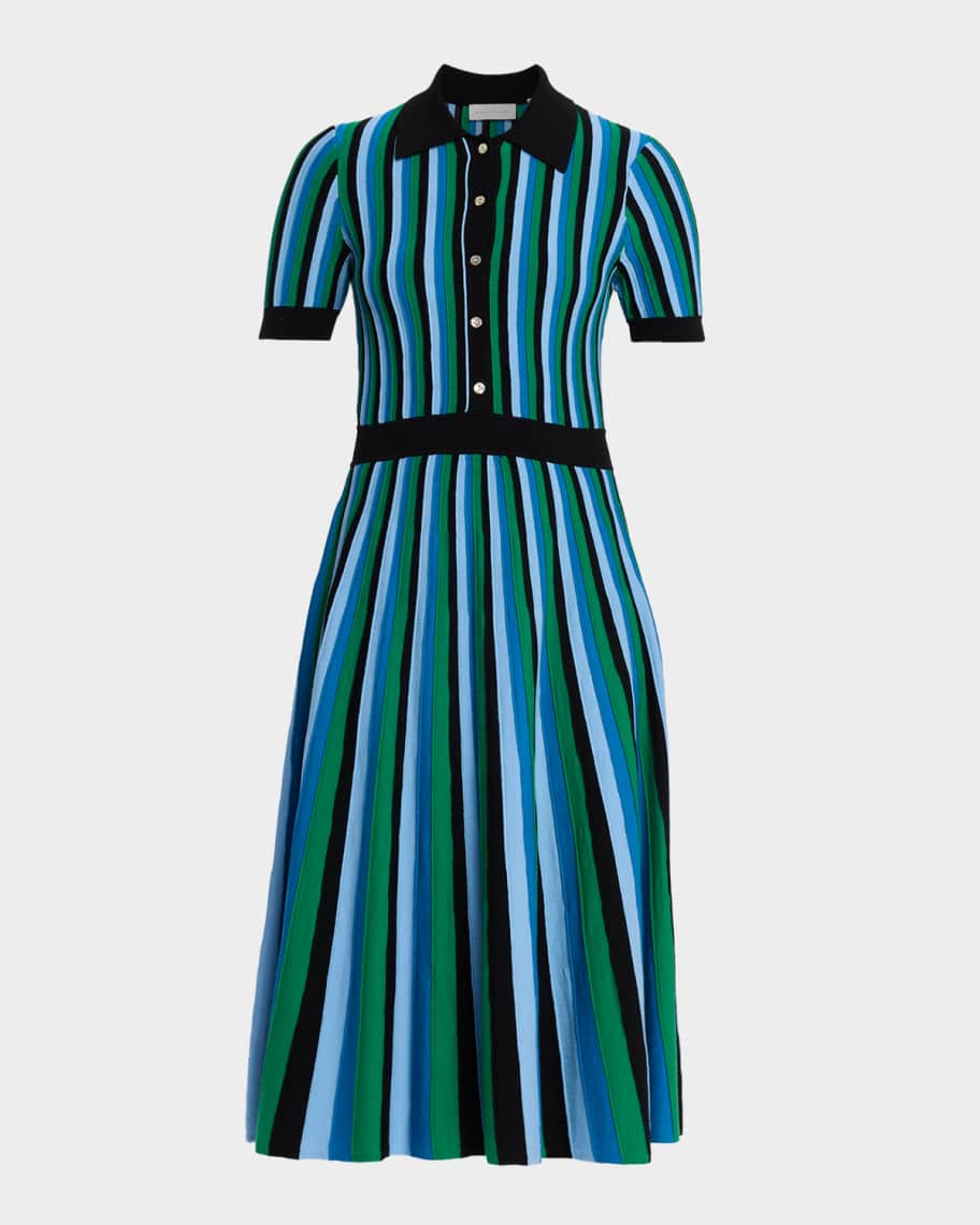 Elie Tahari The Ana Striped Knit Midi Dress | Neiman Marcus