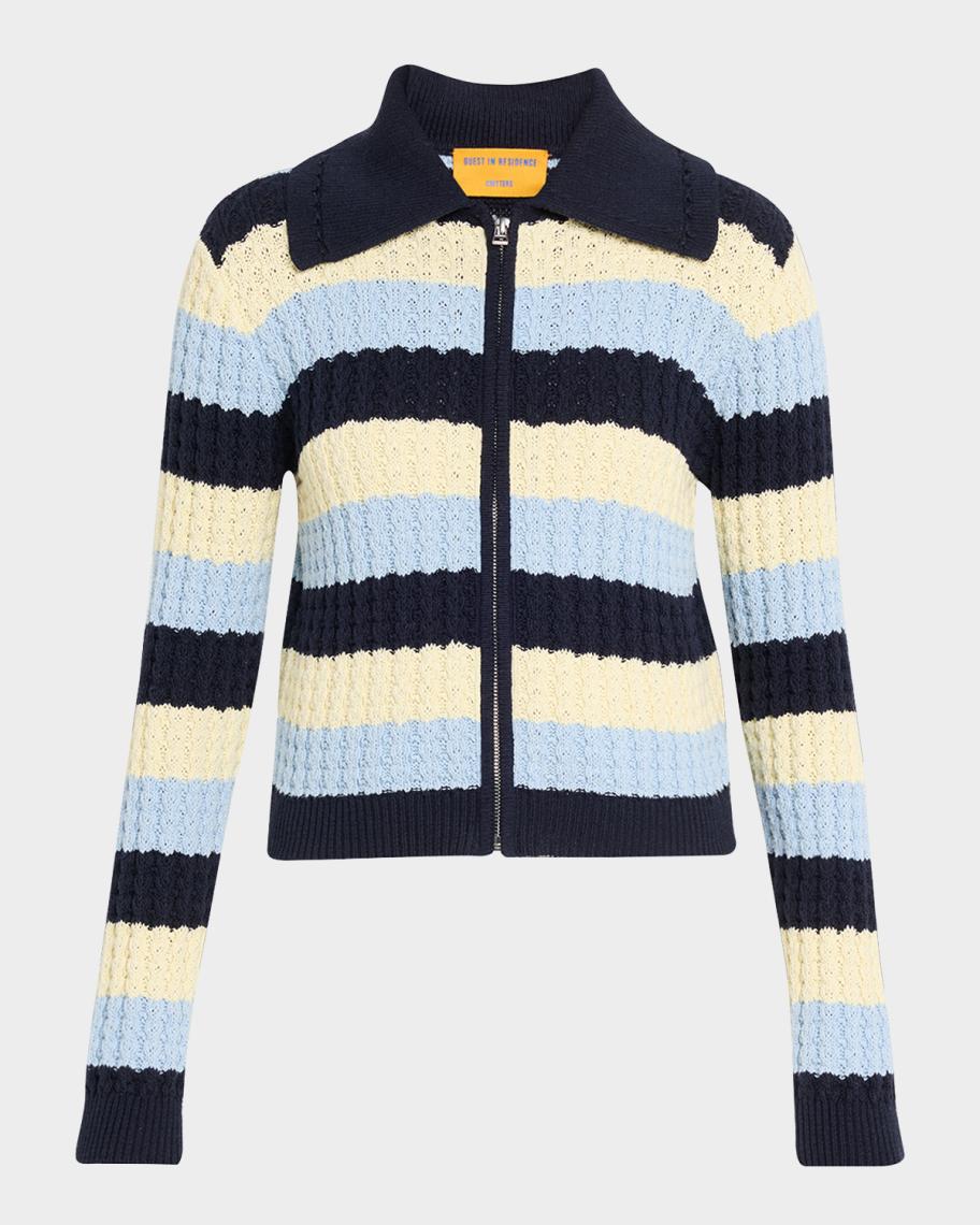 Guest in Residence Kirby Striped Cable-Knit Jacket | Neiman Marcus