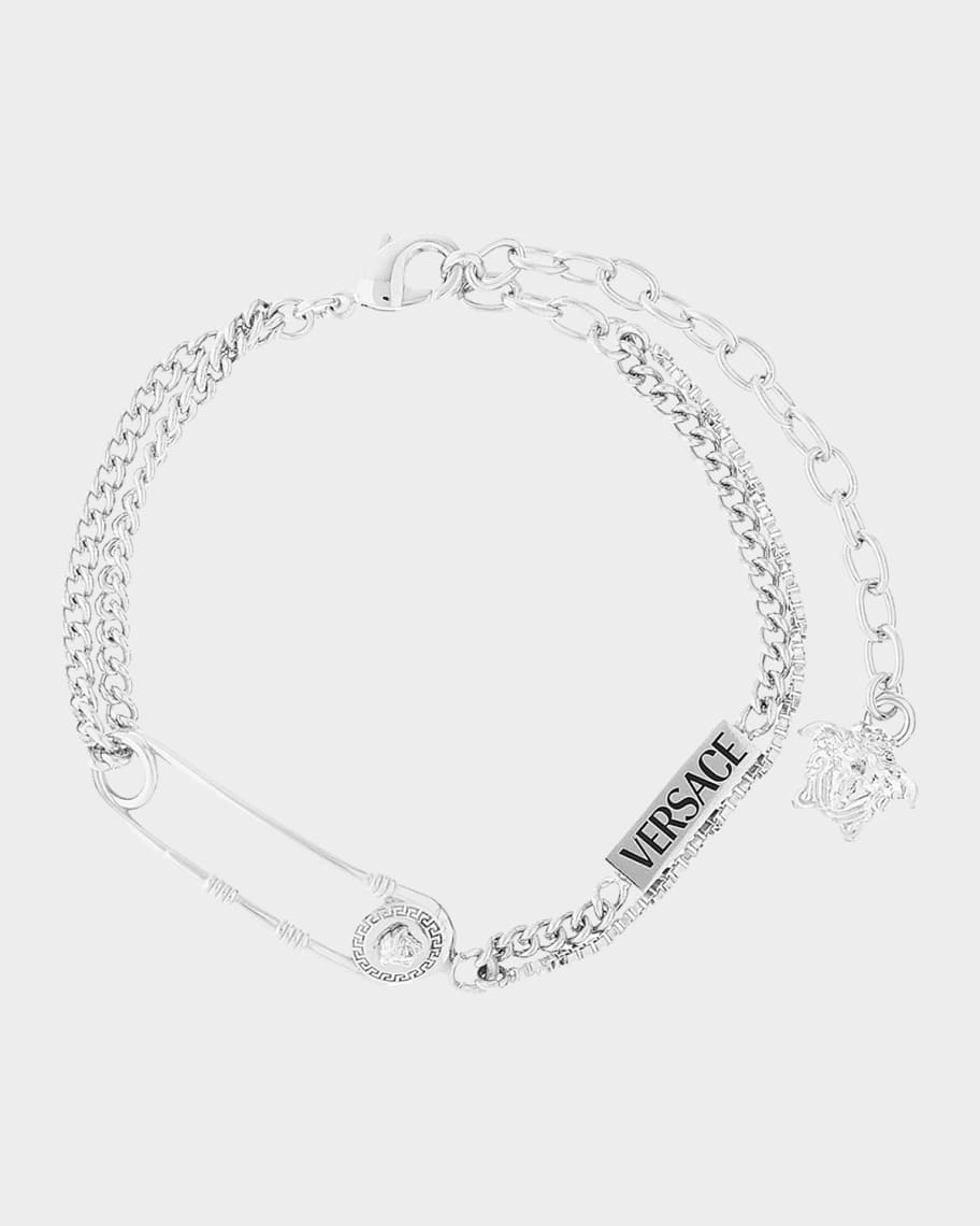 Versaceのチェーン Versace Safety Pin Double-Chain Bracelet | Neiman Marcus