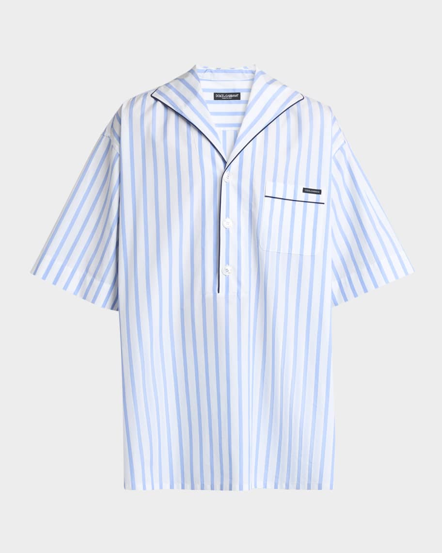 Dolce&Gabbana Men's Cotton and Silk Stripe Oversized Short-Sleeve