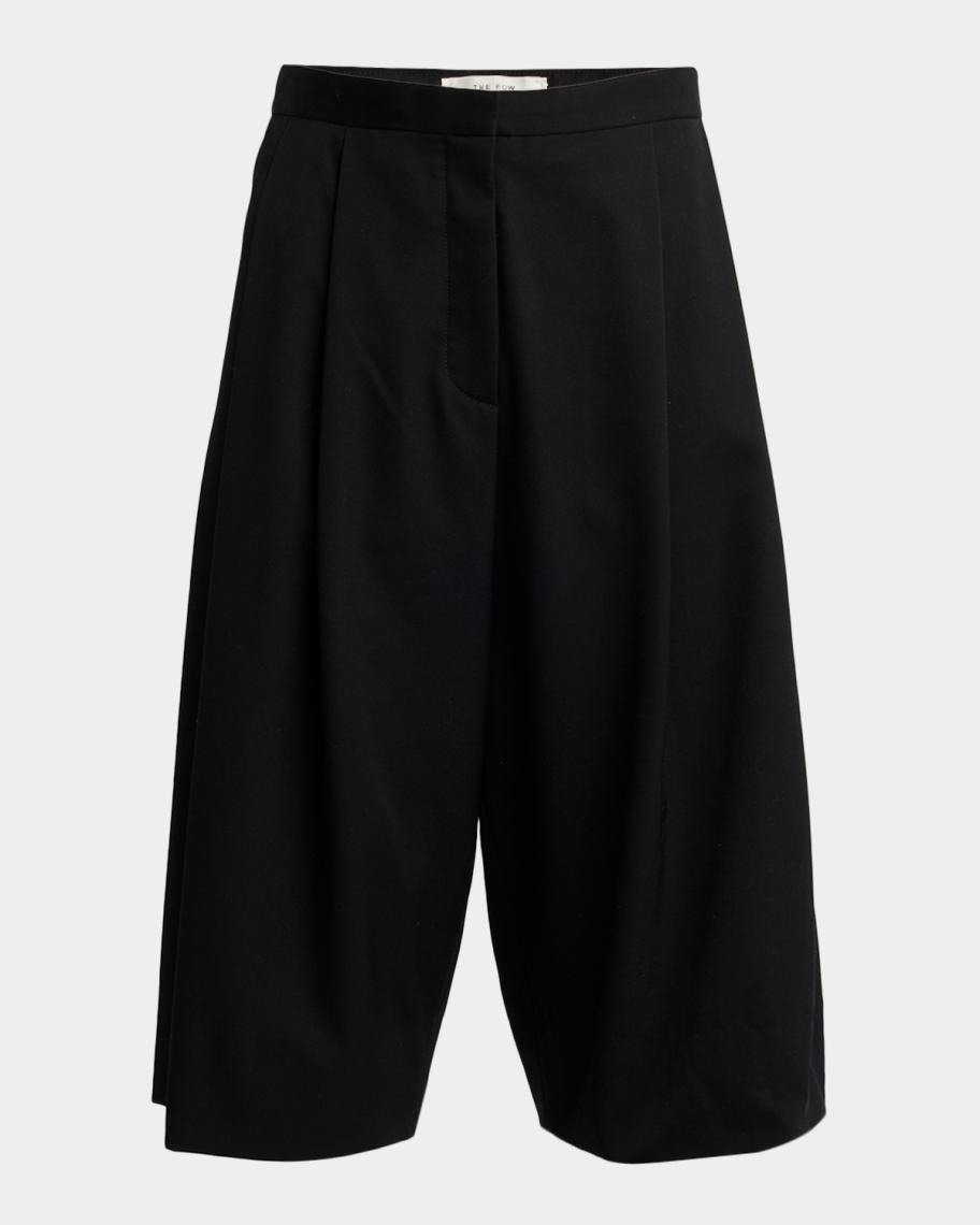 THE ROW Kalyan Wide-Leg Wool Gabardine Shorts | Neiman Marcus