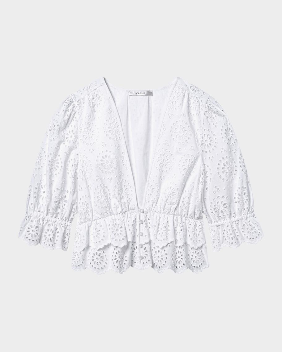 FRAME The Solstice Eyelet Blouse | Neiman Marcus