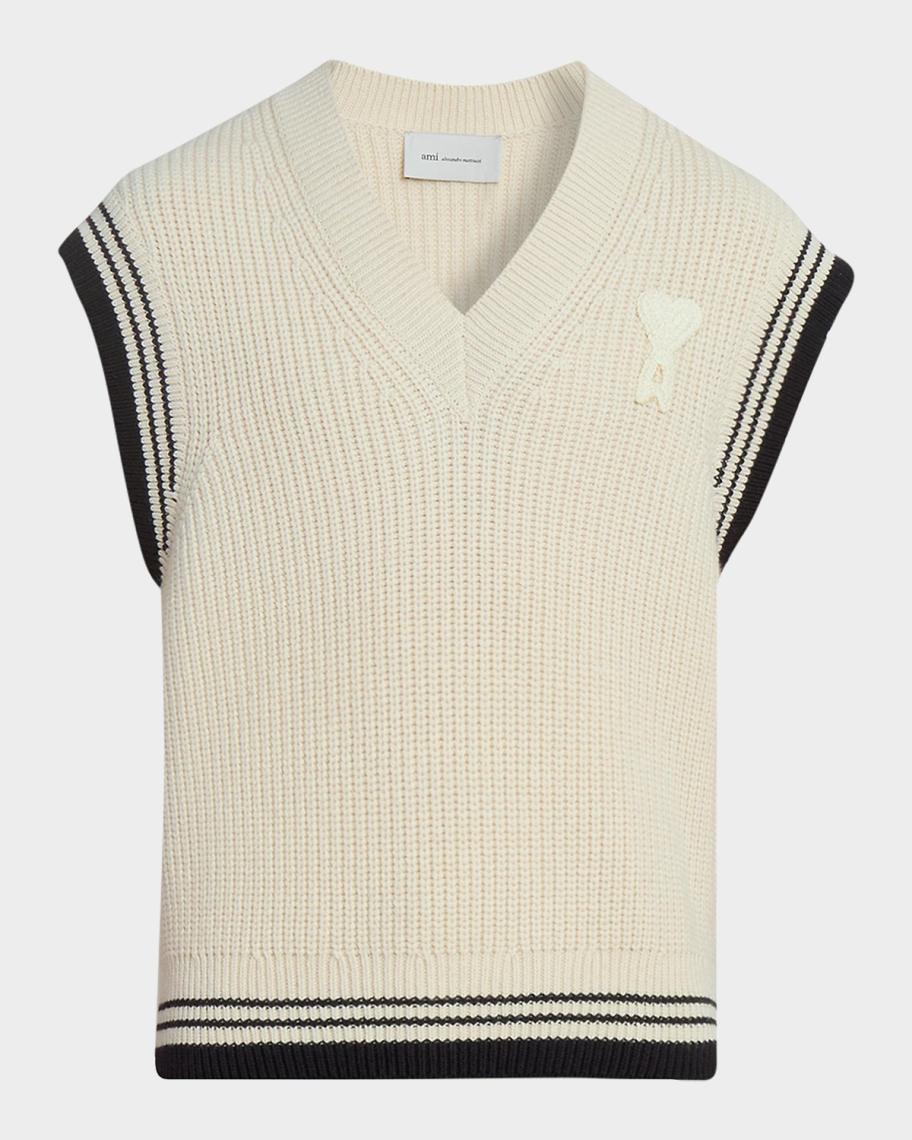 Ami Paris Men's Crochet-Ami De Coeur Wool and Cotton Knit Vest