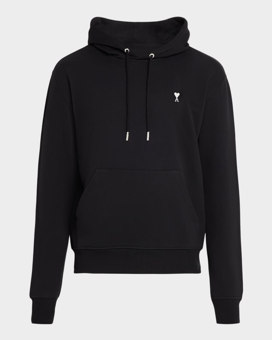 Ami Paris Men's Quota Contrast-Embroidered Cotton Hoodie | Neiman