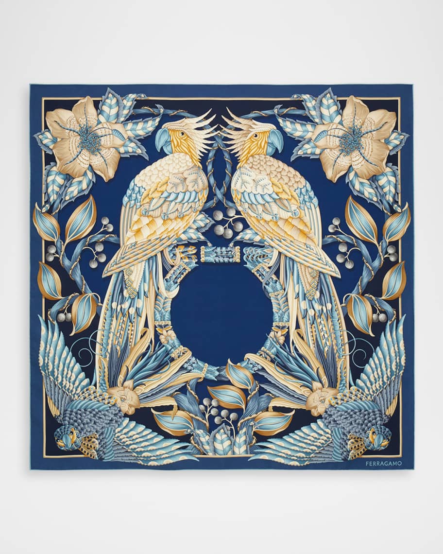 Ferragamo Parrots Print Silk Scarf | Neiman Marcus