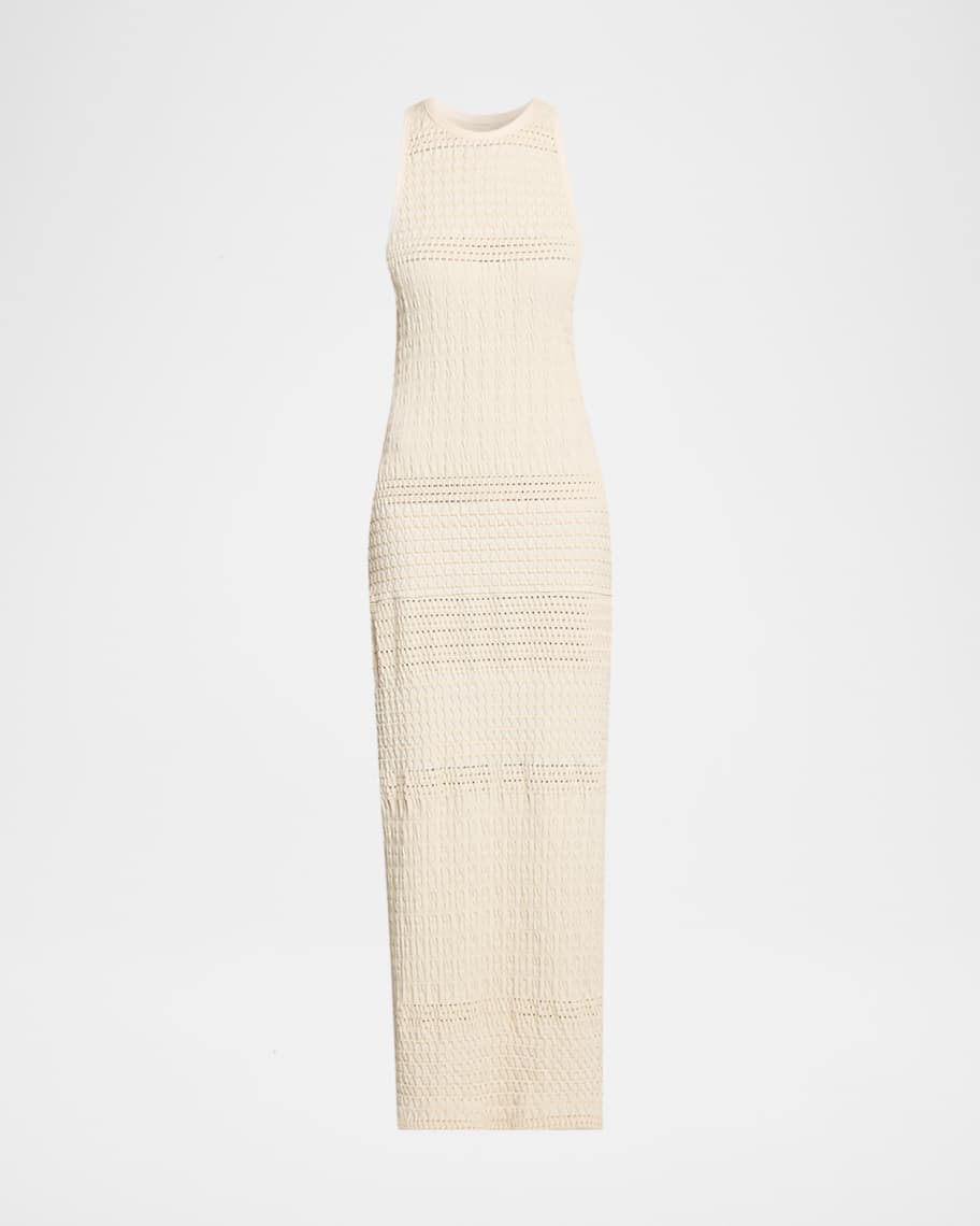 viscose blend knit sheer skirt maxi dress Sleeveless Sheer Pleated Bottom Knit Maxi Dress – New York & Company