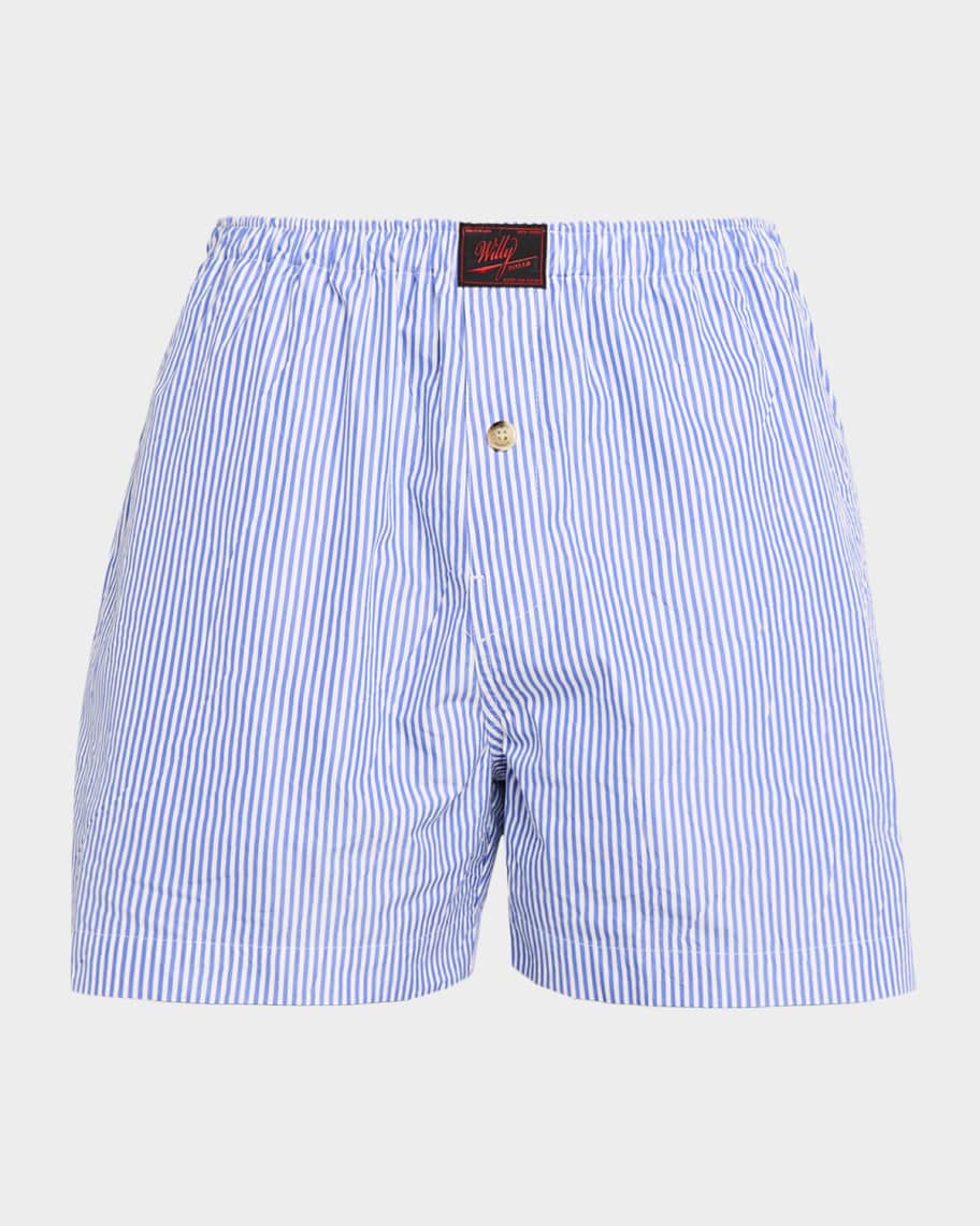パンツ  Willy Chavarria stripe shorts XL Willy Chavarria Men's Willy Woven Label Stripe Pull-On Shorts