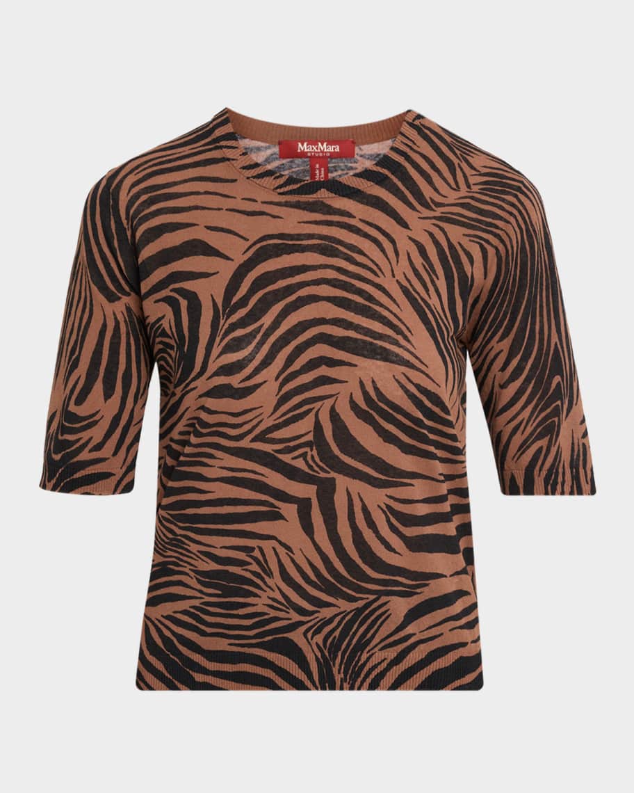 Max Mara Studio Mstago Zebra Cotton Top | Neiman Marcus