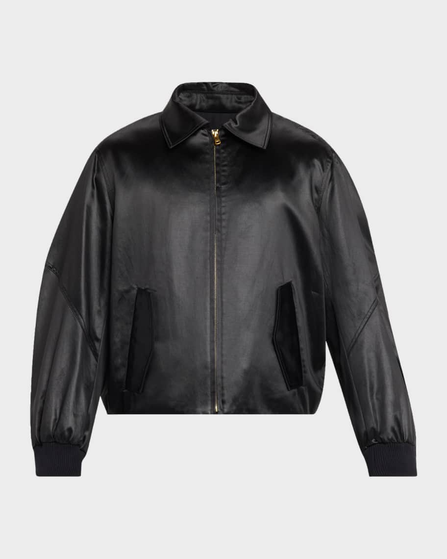 Willy Chavarria Men's Opera Satin Bomber Jacket | Neiman Marcus