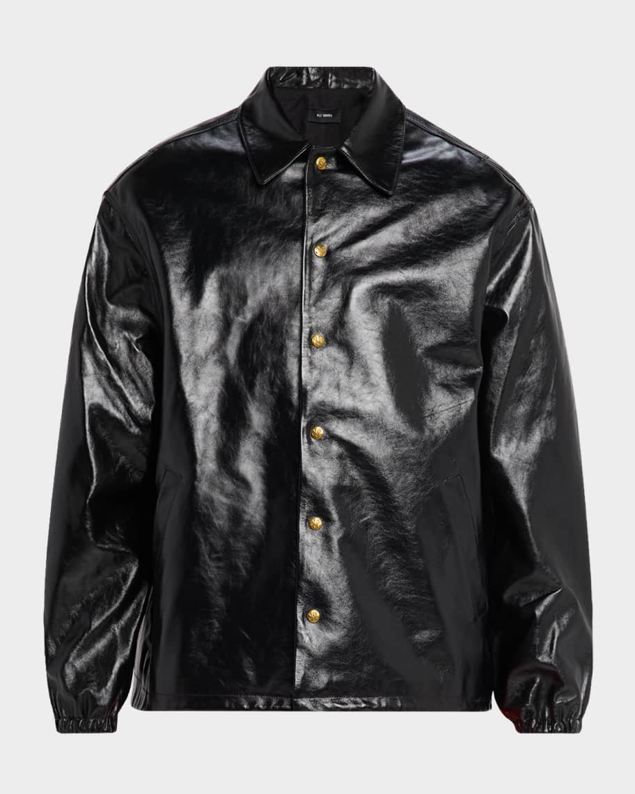 Willy Chavarria Men's Leather Coach Jacket | Neiman Marcus