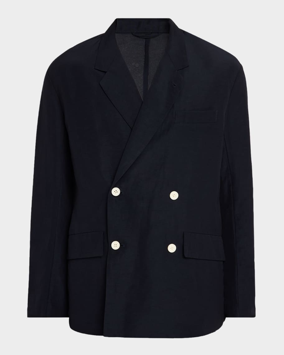 Emporio Armani Men's Oversized Linen Blend Double-Breasted Blazer