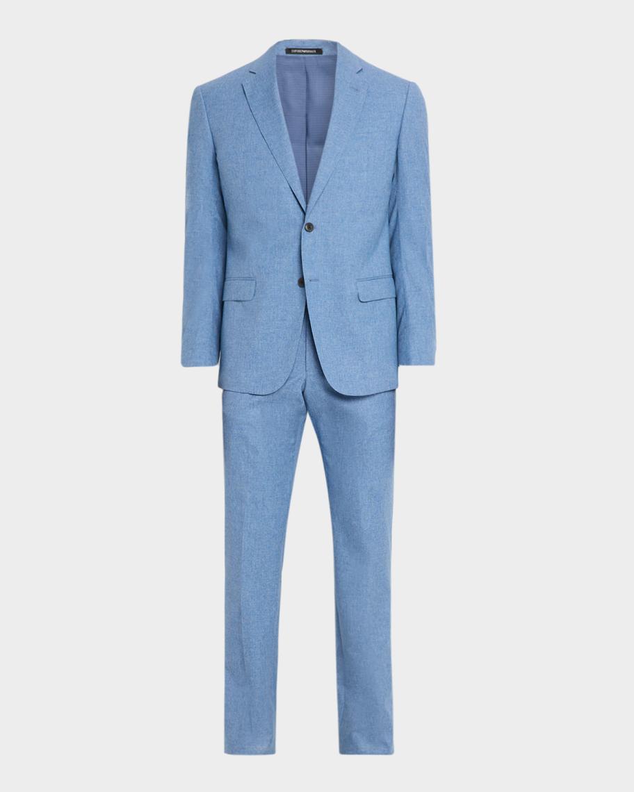 スーツ EMPORIO ARMANI khaki WOOL RAYON Suits 50 Emporio Armani Men's Wool, Cotton and Silk Sharkskin Two-Piece