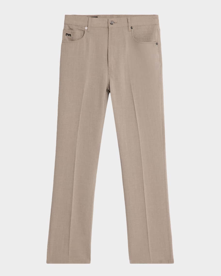 Emporio Armani Seersucker Mid-Rise Straight-Leg Pants | Neiman Marcus