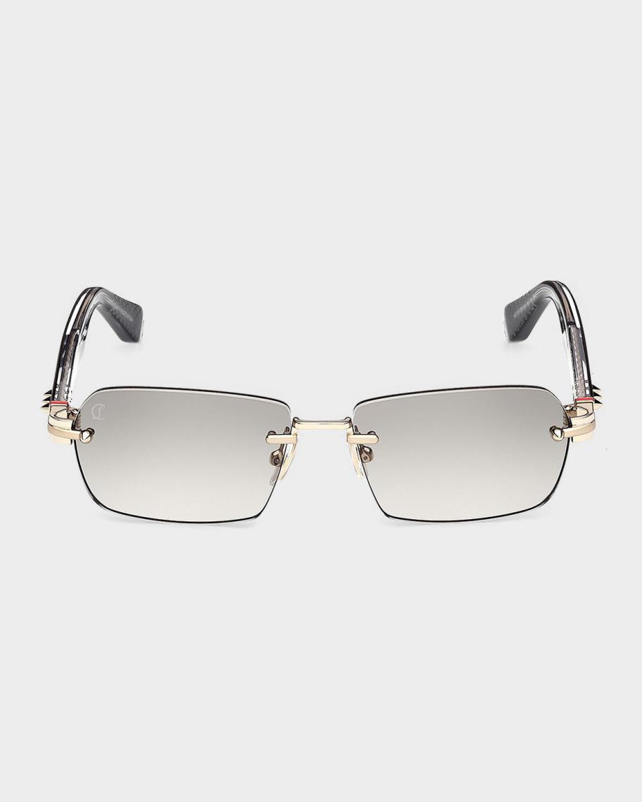 Christian Louboutin Men's Rimless Temple-Spike Metal Rectangle ...