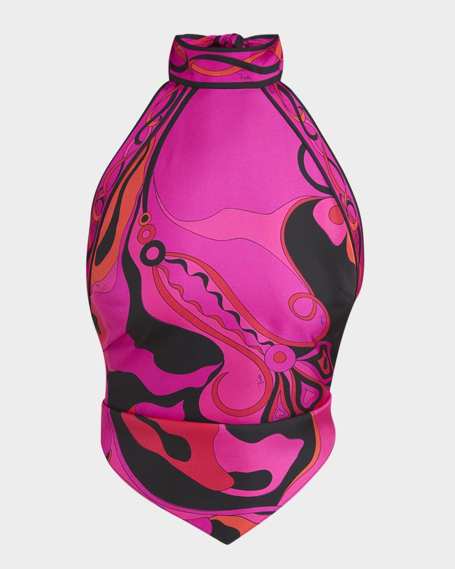 Pucci Orchidee Silk Twill Scarf Halter Top | Neiman Marcus