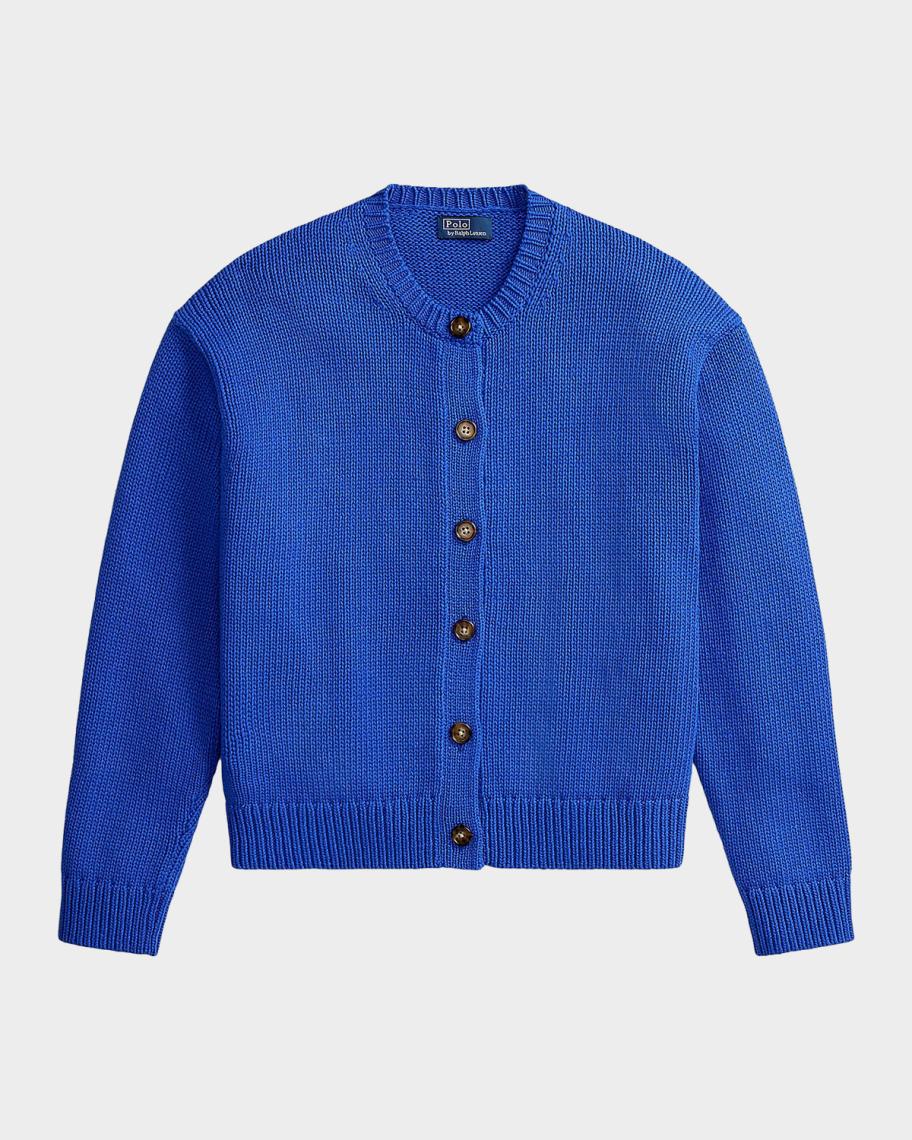 Polo Ralph Lauren Linen-Blend Crewneck Cardigan | Neiman Marcus