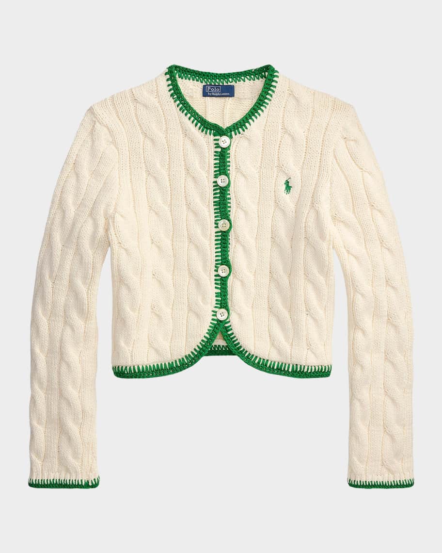 POLO RALPH LAUREN カーディガン Polo Ralph Lauren Cable-Knit Stretch Cotton Cropped Cardigan